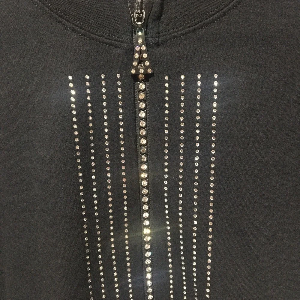 Y2k‎ Jacket Bedazzled Cardigan Rhinestone Zip Up Retro Euphoria Black